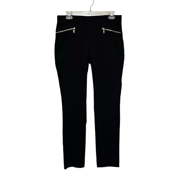 Rafaella Pants - Rafaella | Black Pull On Ankle Pants Comfort 10P Straight Gold Zipper Pockets